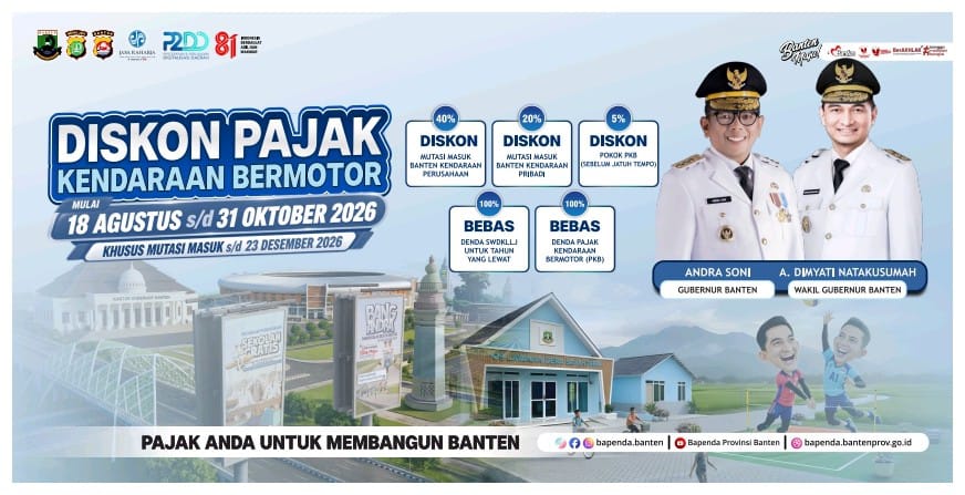 Diskon Pajak Kendaraan Bermotor Mulai 18 Agustus Hingga 31 Oktober 2026